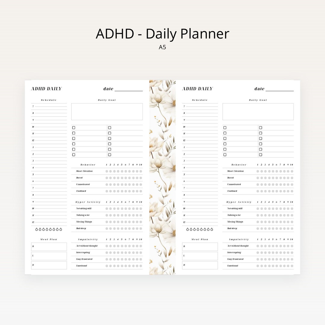 ADHD Printable Daily Planner, Instant Download ADHD Planner, Printable
