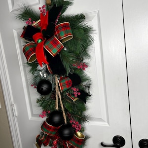 Rustic Plaid Christmas Swag with Bells