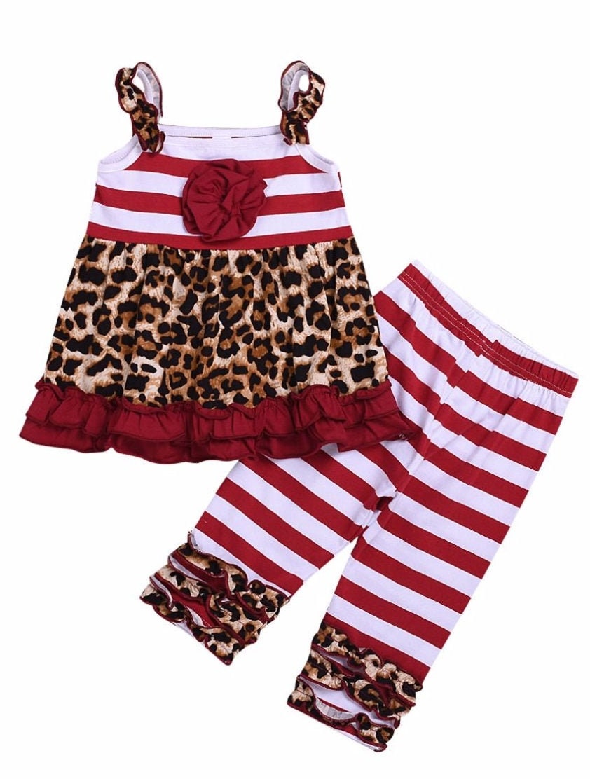 2Piece Toddler/Little Girl Leopard Print Outfit With Ruffle Etsy