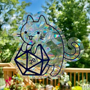 Katze D20 Holographic Regenbogen Suncatcher