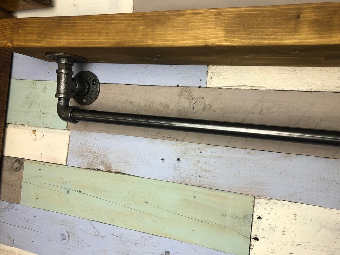 Towel Rail With Wooden Shelf A Handmade Rustic Bathroom Rail - Etsy UK