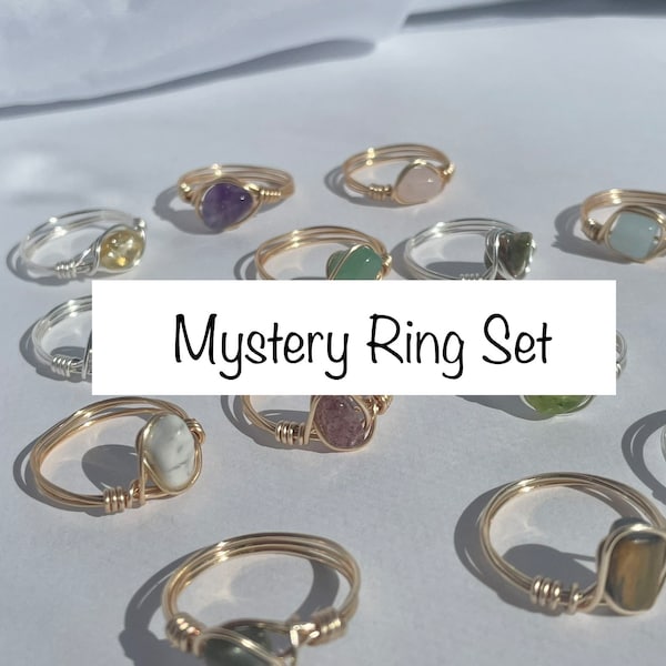 Crystal Ring Set| Mystery Crystal Rings| Gift For Her| Crystal Ring| Crystal Wire Wrapped Ring| Handmade Jewelry