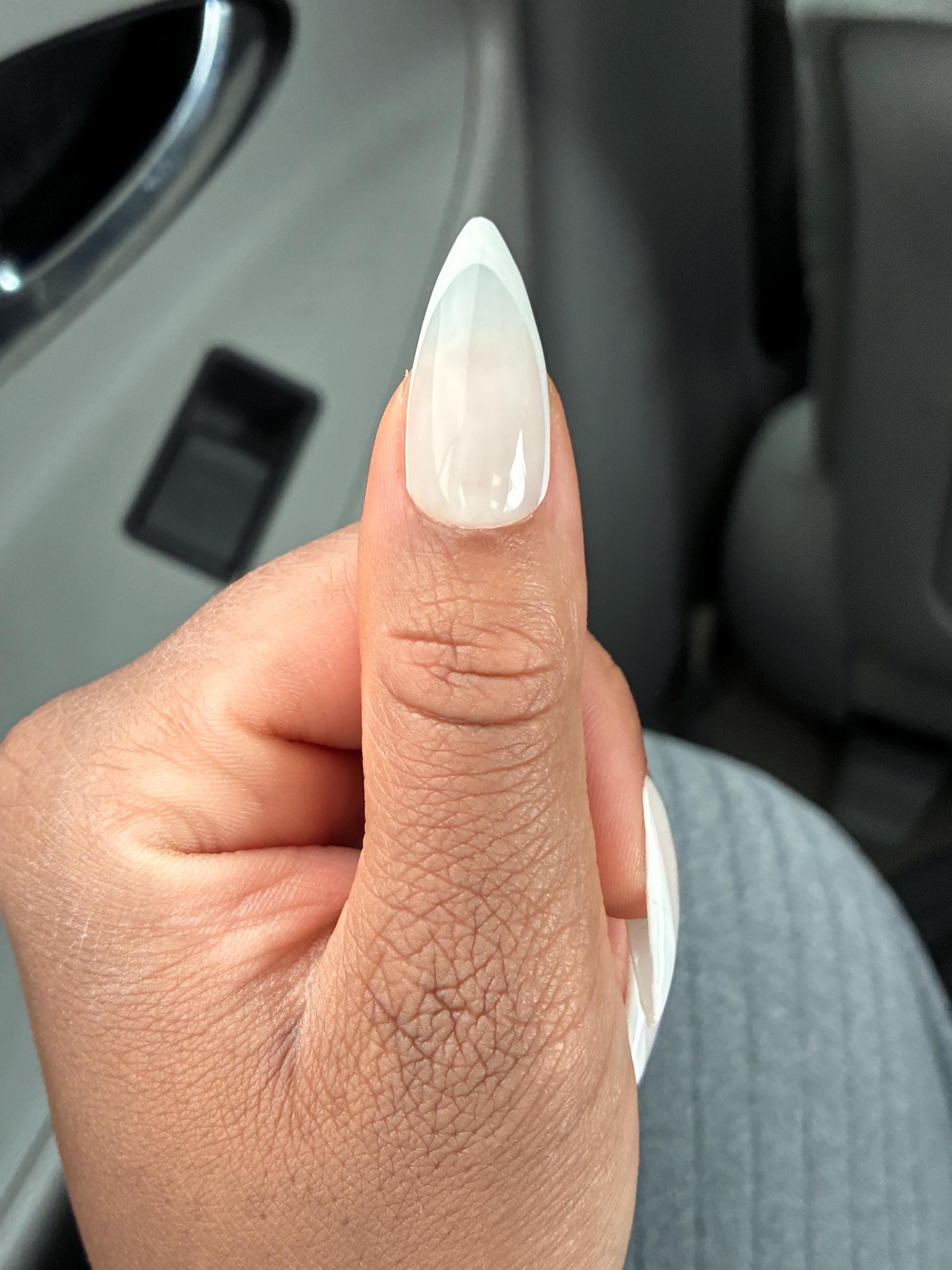 White French Tips Over Milky White Press on Nails- Classic