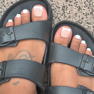 White French Tip with White Press on Toes