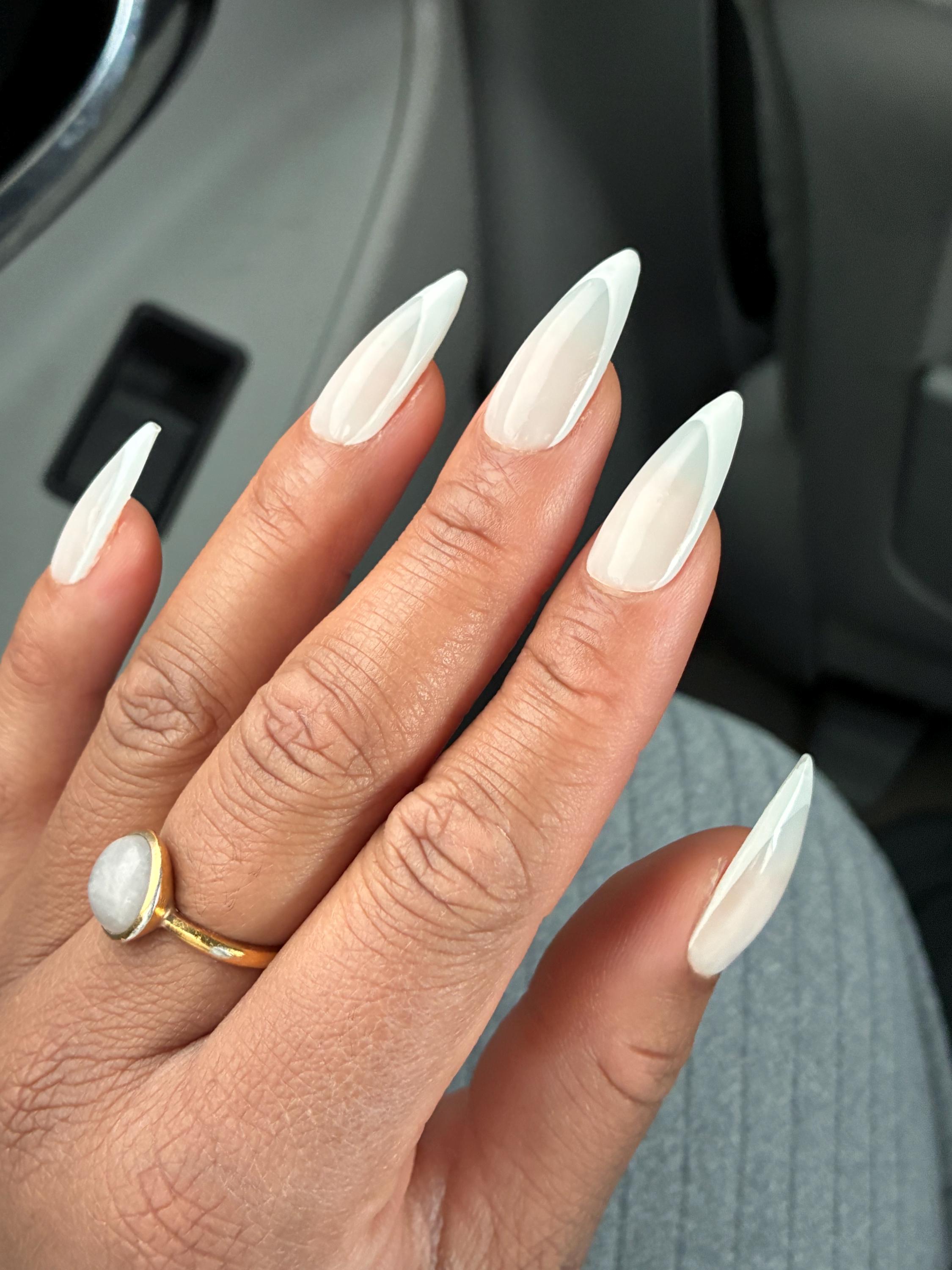 White French Tips Over Milky White Press on Nails- Classic
