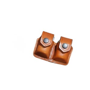 KM005-5S Double Speedloader Case/Pouch with Belt Clip Fits 5 Shot Revolvers Handmade!