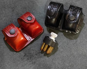 K006 Basketweave Double Speedloader Pouch For 357 Magnum Smith&Wesson and Similar Revolvers Handmade!