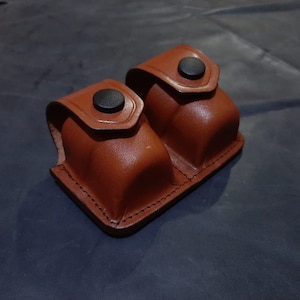 Bolsa de couro K003 para carregador duplo Speedloader para revólveres .357 Magnum Smith&Wesson semelhantes, feita à mão!