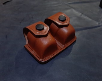 K003 Leather Double Speedloader Pouch For 357 Magnum Smith&Wesson Similar Revolvers Handmade!