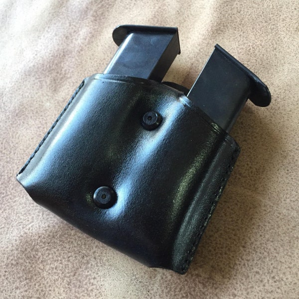 K004 Leather Double Magazine Pouch/Case/Carrier for Colt 1911 Handmade!