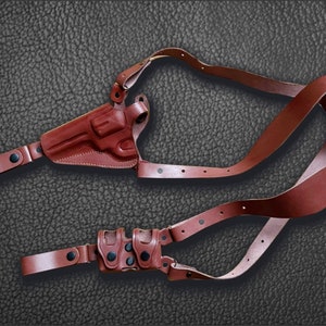 K069 Shoulder Holster with Double Speedloader Pouch For 357 Magnum 4" & 6" barrels