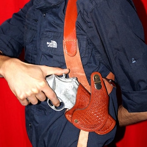 K063-R Basketweave Shoulder Holster For 357 Magnum & Similar Revolvers with 4" RH Handmade!
