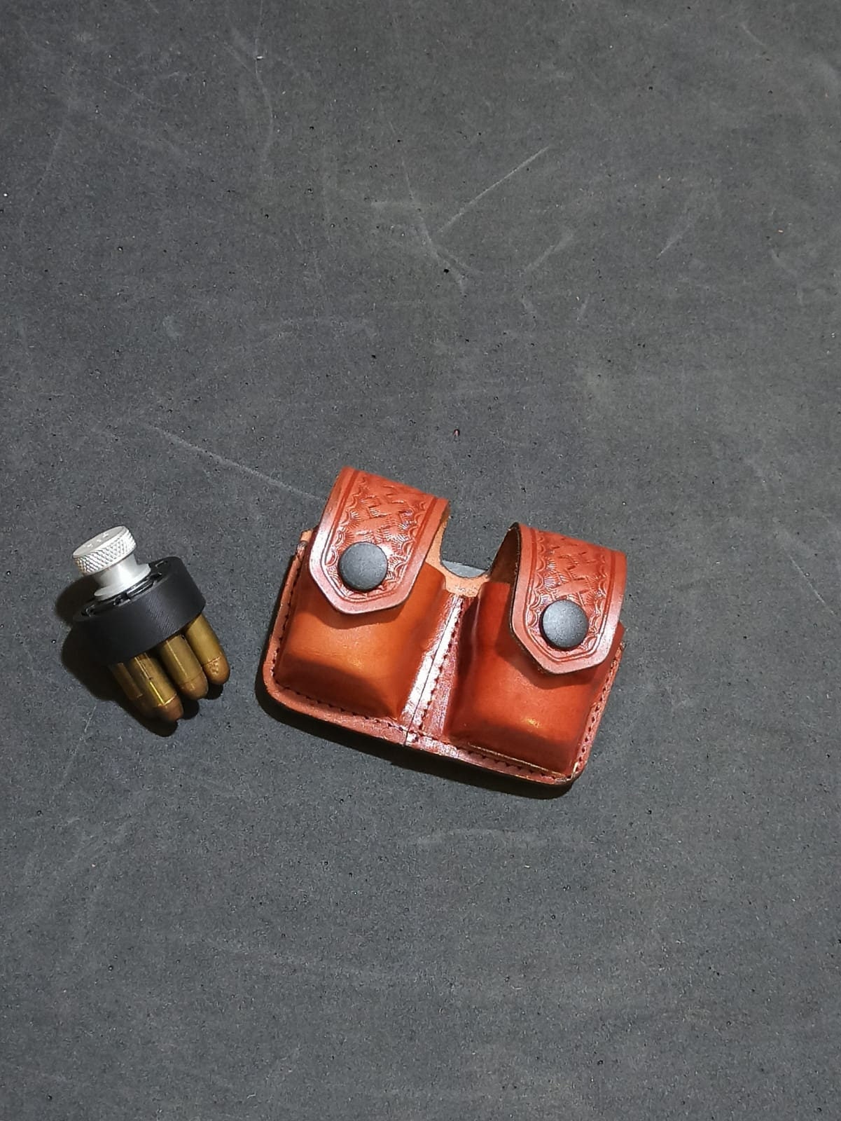 K006 Basketweave Double Speedloader Pouch for 357 Magnum