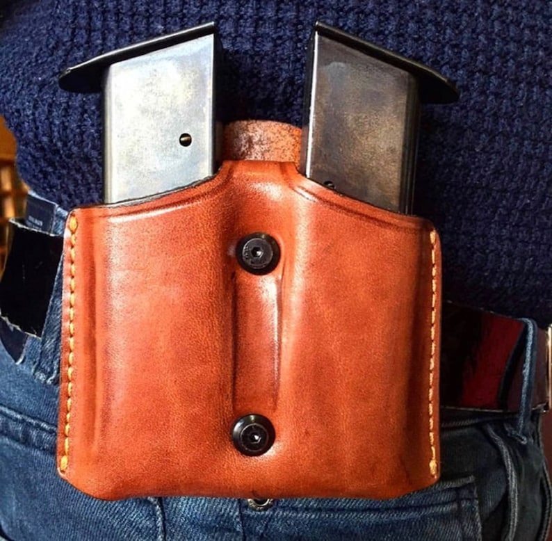 K008 Leather Double Magazine Pouch/case/carrier for GLOCK 17 19 22 23