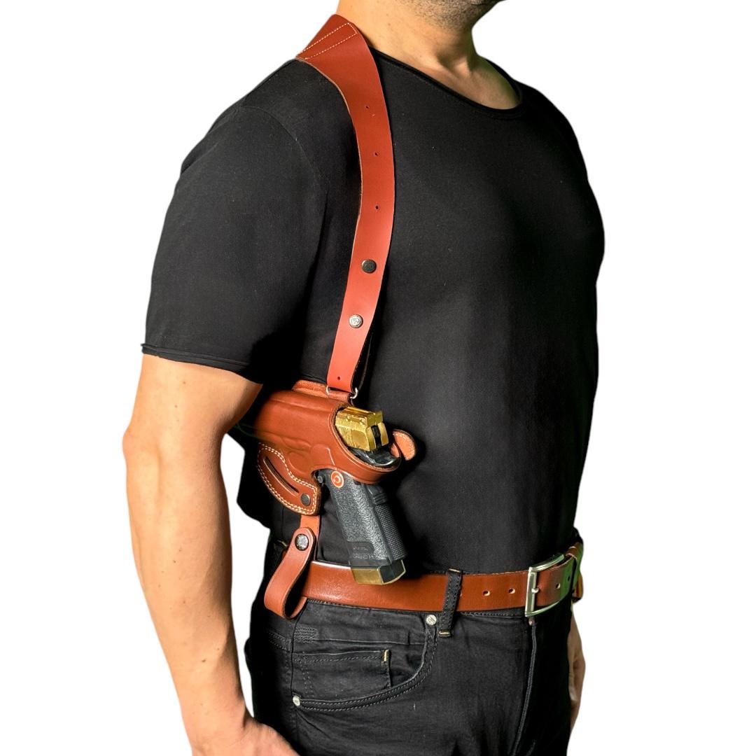 L065 Leather Horizontal Shoulder & Belt Holster (2in1) for Colt