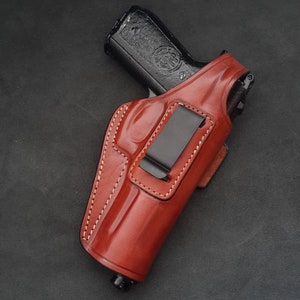 KM020 IWB leren riemholster past op Colt 1911 t/m 5" lopen, rechts Handgemaakt!