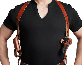 K061-N schouder- en riemholster (2in1) met dubbel magazijnzakje voor GLOCK 17 19 22 23