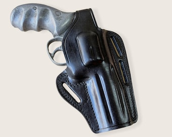 K030 Pancake Lederhalfter Daumenpause Rechtshänder 357 Magnum 4 " Handmade!