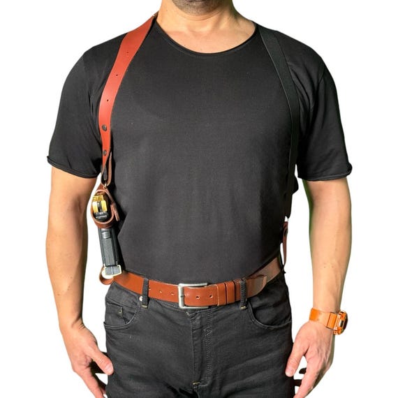 K065 Leather Horizontal Shoulder & Belt Holster (2in1) for Colt