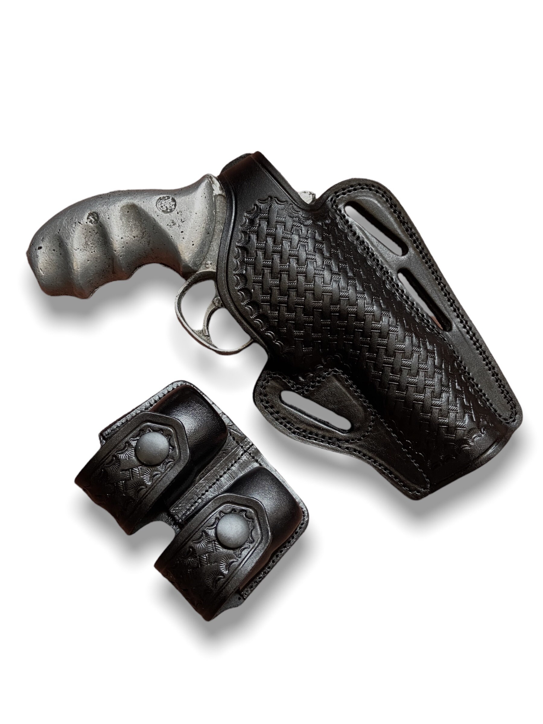 KS0306 Basketweave Pancake Holster & Double Speedloader Pouch for