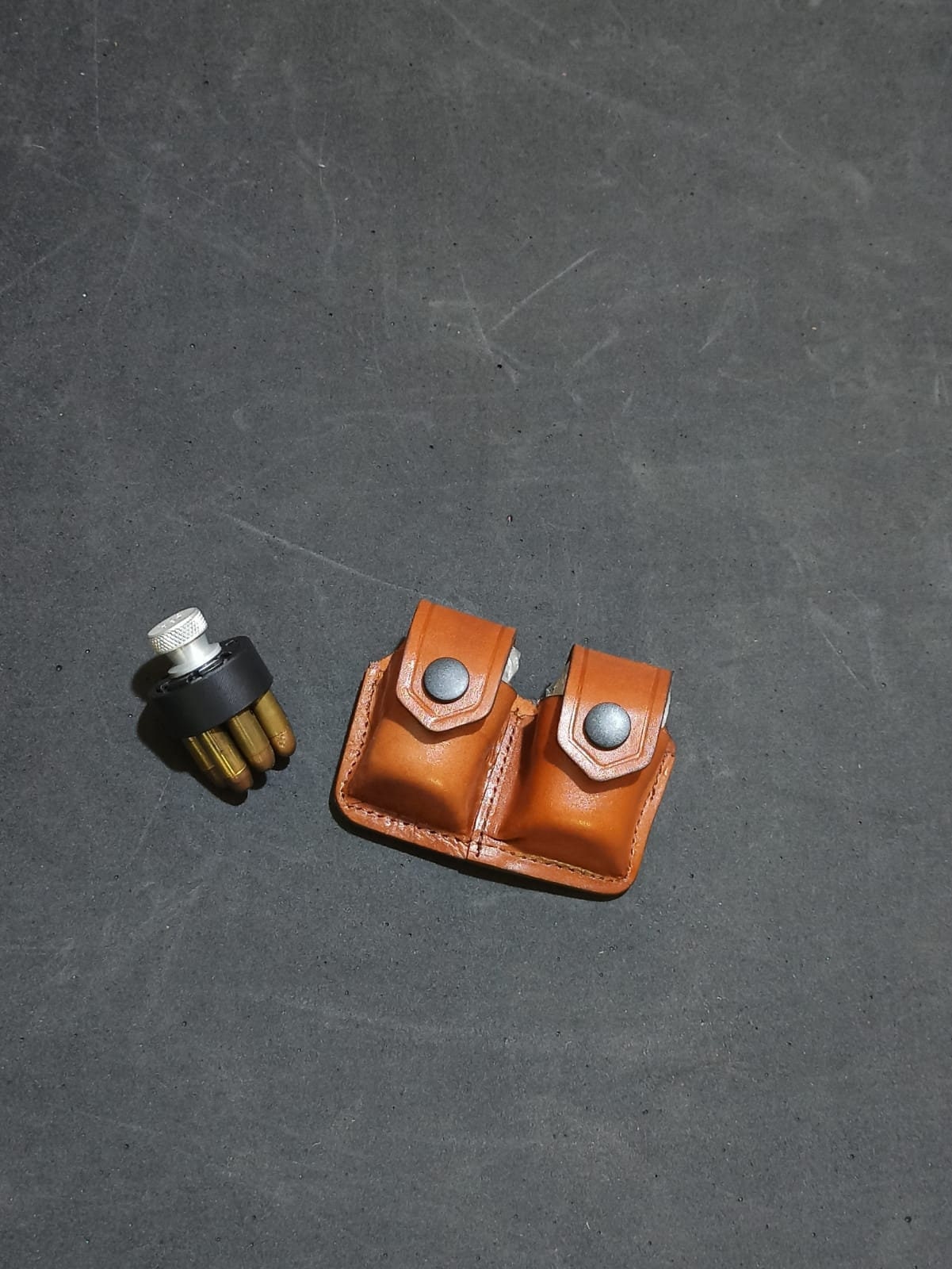 KM005 Double Speedloader Case/Pouch with Belt Clip For 357 Magnum Smith&Wesson and Similar Revolvers Handmade!