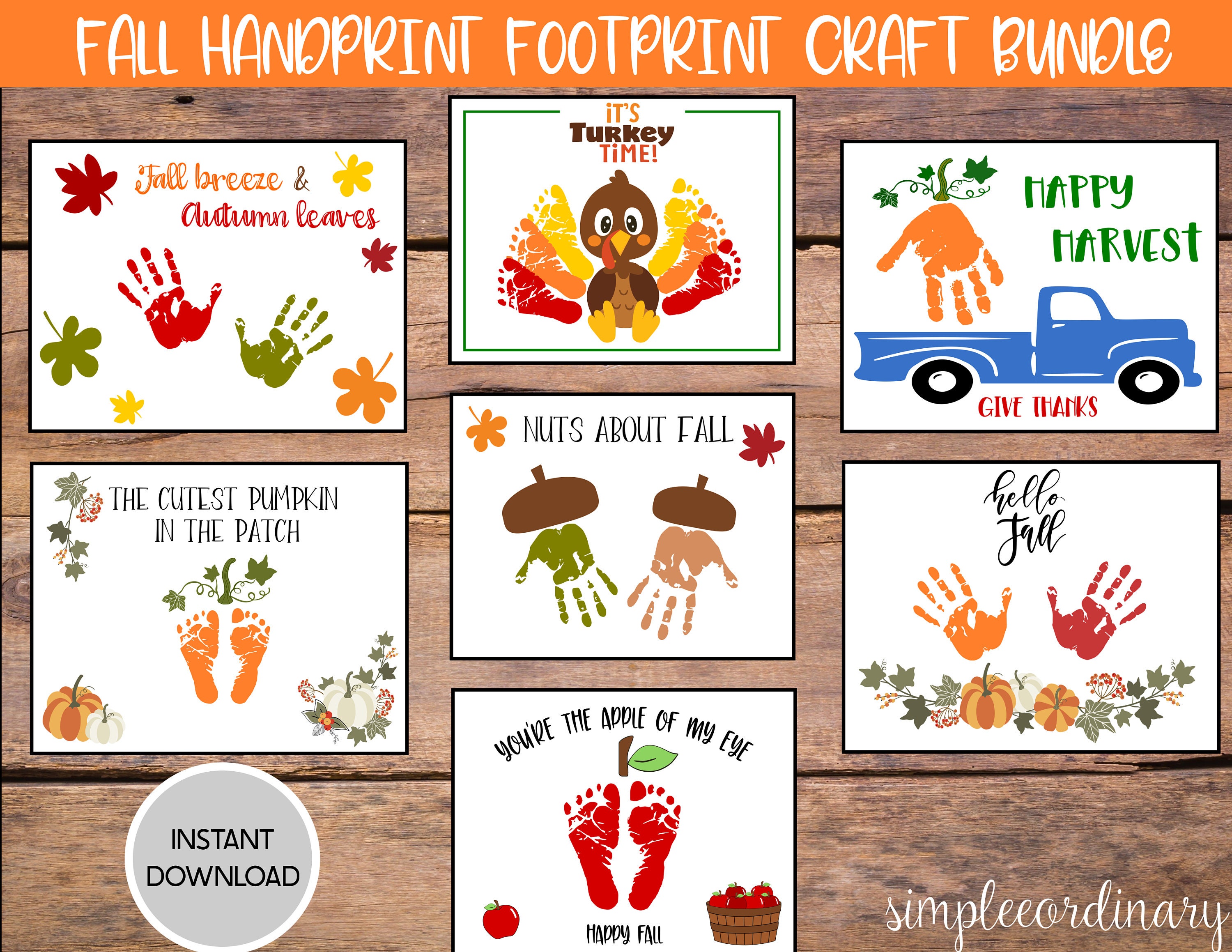 Fall Bundle Handprint Footprint Crafts Printable Handprint Etsy Canada