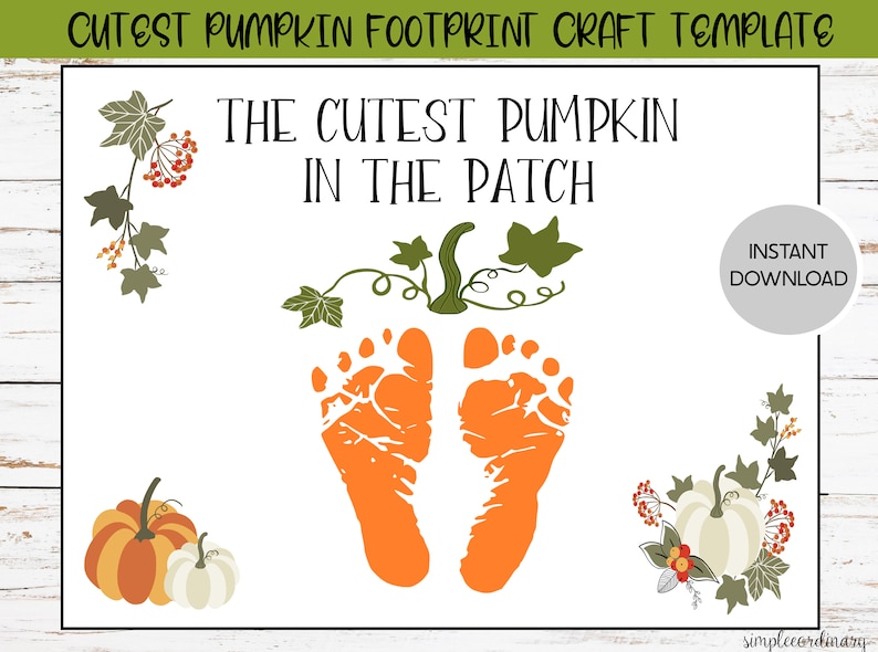 Cutest Pumpkin in the Patch Footprint Crafts Printable Etsy