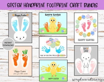 Easter Handprint Footprint Craft Bundle, Printable Handprint Footprint Art, Daycare Activity, DIY Keepsake Decor, Easter Crafts, Baby Art