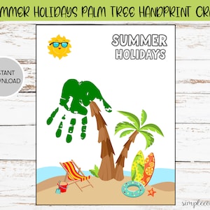 Summer Holidays Palm Tree Handprint Craft, Printable Handprint Art, Daycare Activity, DIY Memory Keepsake, Summer Baby Crafts