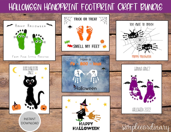 Halloween Handprint Footprint Craft Bundle Fall Printable