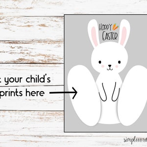 Hoppy Easter Bunny Footprint Crafts, Printable Footprint Art, Daycare Activity, DIY Keepsake Decor, Easter Crafts, Baby Bunny Art image 3