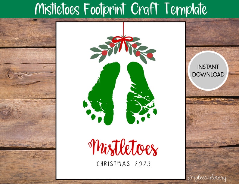 Mistletoes Footprint Crafts Printable Handprint Card Daycare - Etsy