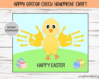 Easter Chick Handprint Crafts, Printable Handprint Art, Daycare Activity, DIY Keepsake Decor, Easter Crafts, Baby Chick Art