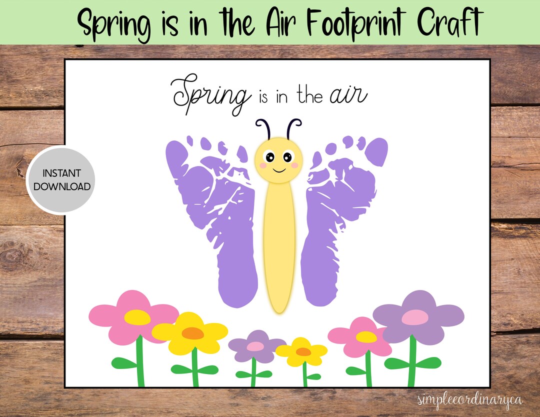 Spring is in the Air Butterfly Footprint Craft, Printable Footprint Art