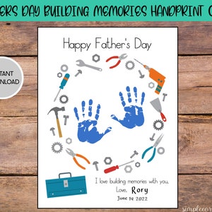 Father's Day Building Memories Handprint Craft Printable - Etsy