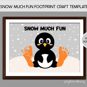 Schnee viel Spaß Fußabdruck Handwerk, druckbare Winterkarte, Kindertagesaktivität, DIY Erinnerungsandenken, Winter Baby Kunst, Pinguin Handwerk