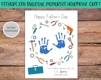 Father's Day Building Memories Handprint Craft, Printable Handprint Footprint Craft, Daycare Activities, DIY Memory Keepsake, Baby Art