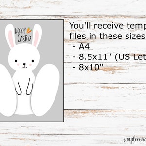 Hoppy Easter Bunny Footprint Crafts, Printable Footprint Art, Daycare Activity, DIY Keepsake Decor, Easter Crafts, Baby Bunny Art image 4