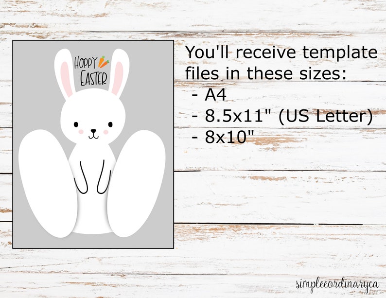 Hoppy Easter Bunny Footprint Crafts, Printable Footprint Art, Daycare Activity, DIY Keepsake Decor, Easter Crafts, Baby Bunny Art image 4