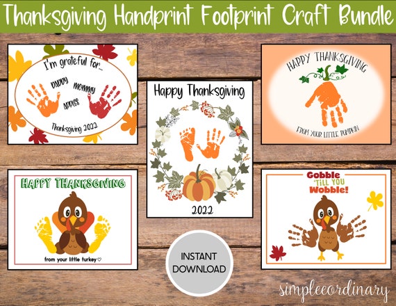 Thanksgiving Handprint Footprint Craft Bundle Fall Printable