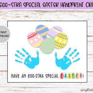 Eier-Tra Besondere Oster Handabdruck Handarbeit, druckbare Handabdruck Kunst, Kita-Aktivität, DIY Andenken Dekor, Ostern Basteln, Baby Osterei Kunst
