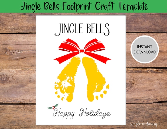 Jingle Bells Footprint Crafts, Printable Handprint Card, Daycare
