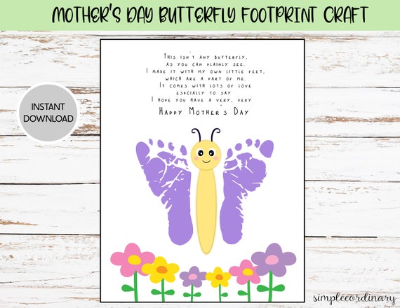 Mother's Day Butterfly Footprint Craft Printable