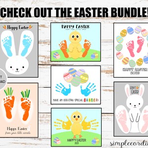 Hoppy Easter Bunny Footprint Crafts, Printable Footprint Art, Daycare Activity, DIY Keepsake Decor, Easter Crafts, Baby Bunny Art image 7