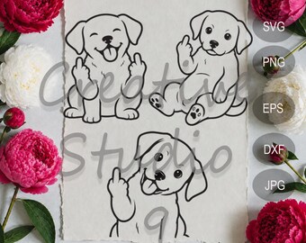 Middle Finger Puppies Dogs, Funny Art, Printable art, Thsirt prints, Svg, Png, Eps, Dxf Instant Digital Download