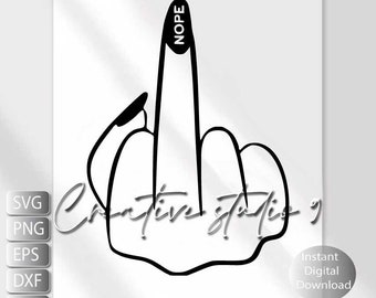 Middelvinger Svg, Handteken Svg, Onbeschofte Vinger Svg, Vector Cut bestand voor Cricut Silhouette, Svg, Png, Eps, Dxf, Jpg, Instant Digital Download