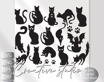 Cat SVG Bundle, Kitten SVG Bundle, Cat cut file, Cat clipart, Cat svg files for silhouette, Cat files for cricut, svg, dxf, eps, png, Jpg