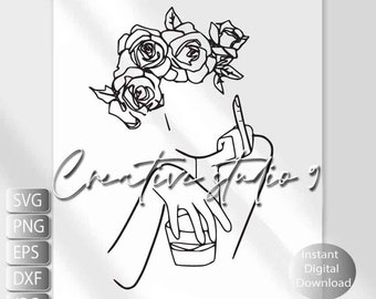 Middle Finger Woman with a Drink Svg,  Roe v Wade SVG, PNG, EPS, Jpg, Dxf | Feminism Svg | Girl Boss Svg | Digital Download | Cricut