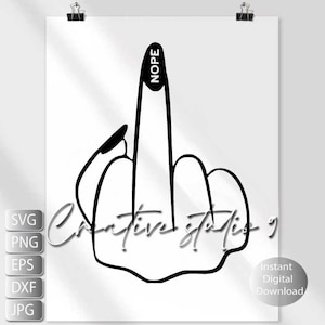 Middle Finger Svg, Hand Sign Svg, Rude Finger Svg, Vector Cut file for Cricut Silhouette, Svg, Png, Eps, Dxf, Jpg, Instant Digital Download