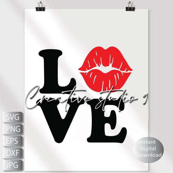Love Lips Svg, Png, Eps, Jpg, dxf, Dxf , Kiss Lips Printable art Instant Digital Download
